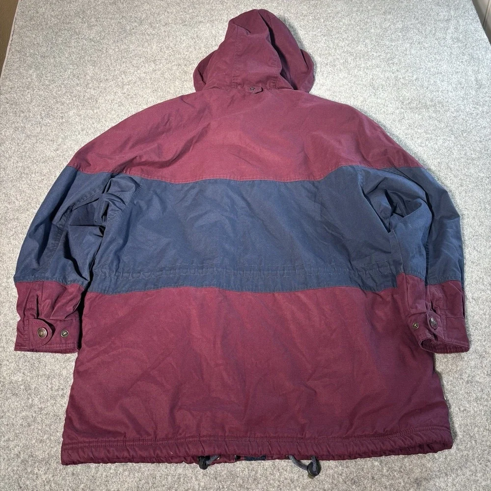 Vintage Pacific Trail Jacket Mens Xl Burgundy Navy Colorblock‎ Fleece Line 90's